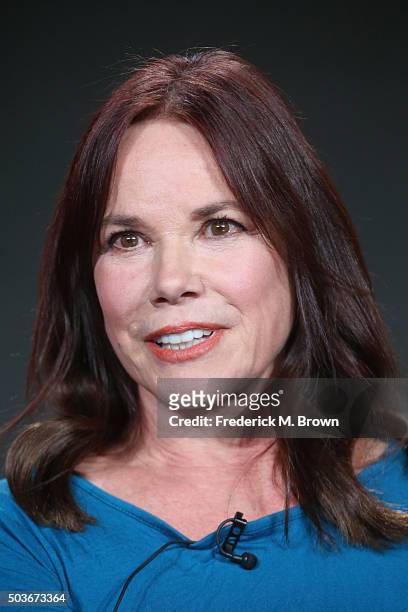 Actress Barbara Hershey speaks onstage during the Damien panel as part of the A+E Network portion of This is Cable 2016 Television Critics...