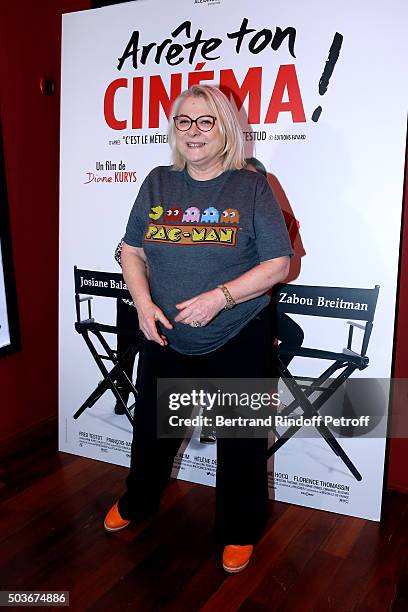 Actresse of the movie Josiane Balasko attends the "Arrete Ton Cinema !" Paris Premiere at Publicis Champs Elysees on January 6, 2016 in Paris, France.