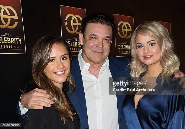 Electra Formosa, George Caceres and Debby Ryan attend the Celebrity Experience at The Hilton Universal Hotel on January 6, 2016 in Los Angeles,...