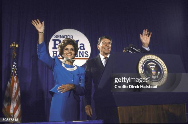 President Ronald W. Reagan and Senator Paula Hawkins at her campaign rally.