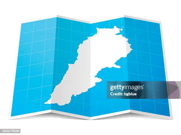 lebanon map folded, isolated on white background - lebanon country stock illustrations