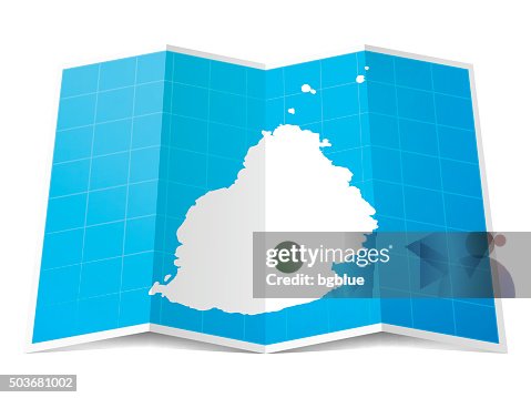 Mauritius Map folded, isolated on white Background Mauritius Map folded, isolated on white Background