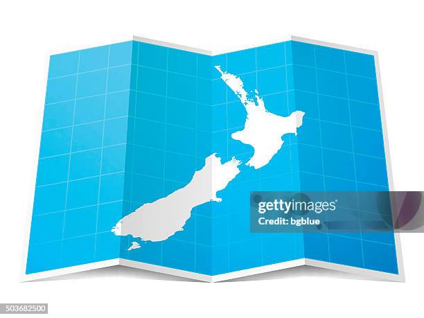 new zealand map folded, isolated on white background - nz map stock illustrations