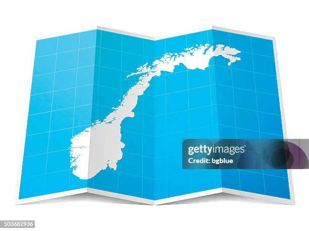 norway map folded, isolated on white background - oslo stock illustrations
