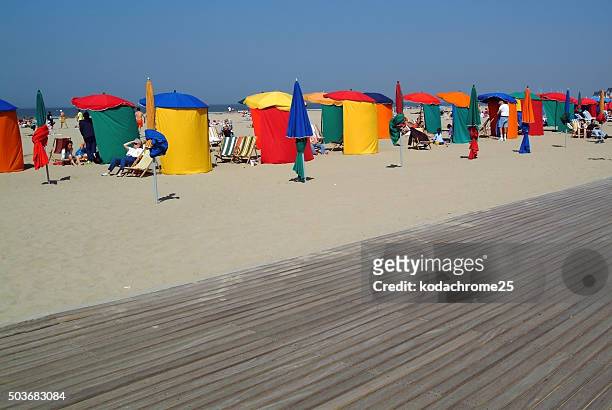 deauvile - deauville beach stock pictures, royalty-free photos & images