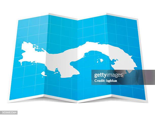 panama map folded, isolated on white background - panama city panama 幅插畫檔、美工圖案、卡通及圖標