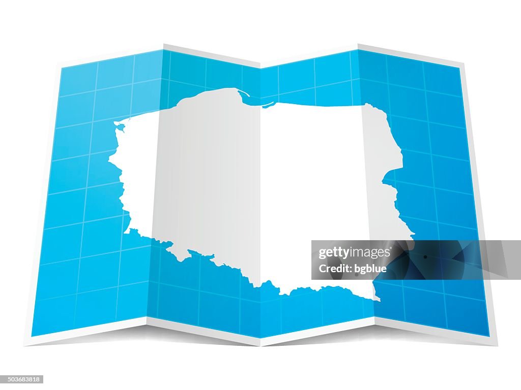 Polen Karte gefalteten, isolierten auf weißen Hintergrund