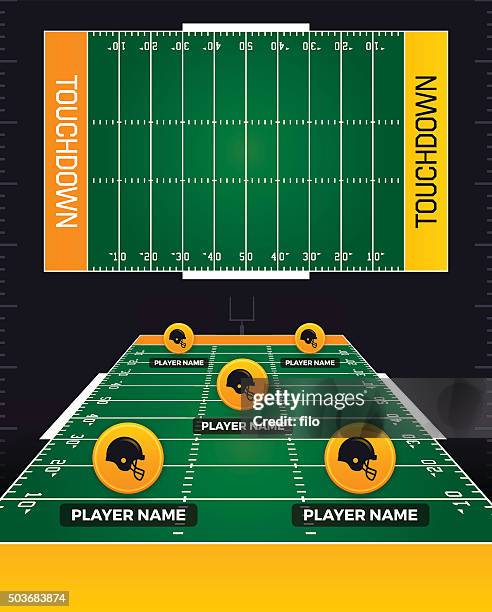 stockillustraties, clipart, cartoons en iconen met football fields - first down american football