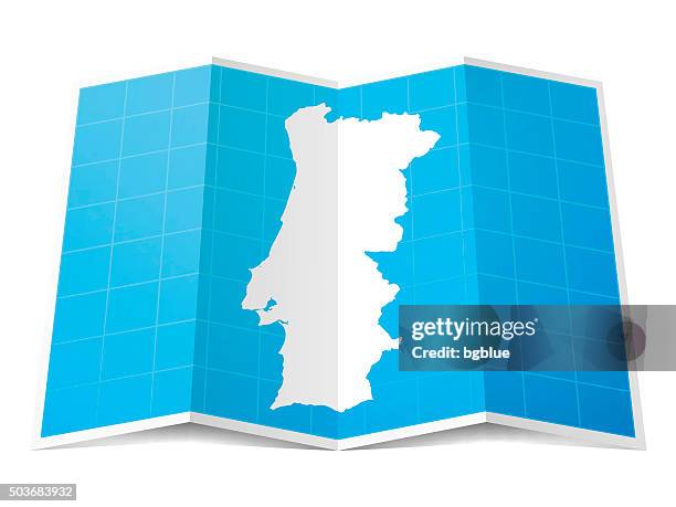 portugal map folded, isolated on white background - lisbon stock illustrations