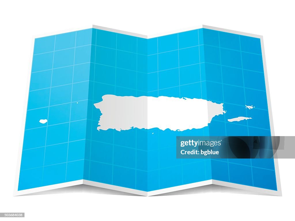 Puerto Rico Map folded, isolated on white Background