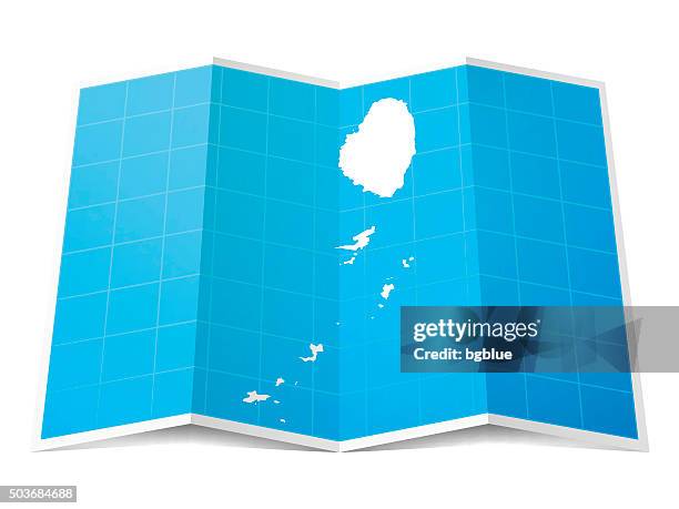 saint vincent and the grenadines map folded, isolated white background - tobago cays grenadines stock illustrations