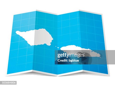 Samoa Map folded, isolated on white Background Samoa Map folded, isolated on white Background