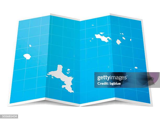 seychelles map folded, isolated on white background - seychelles stock illustrations
