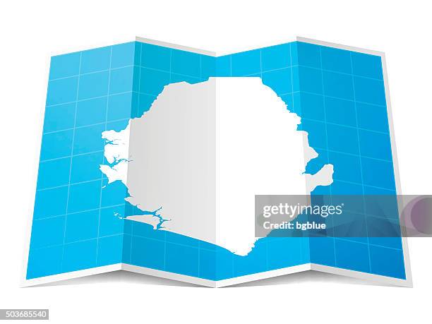 sierra leone map folded, isolated on white background - sierra leone stock illustrations