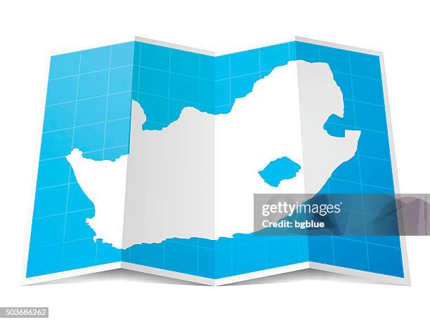 stockillustraties, clipart, cartoons en iconen met south africa map folded, isolated on white background - kaapstad