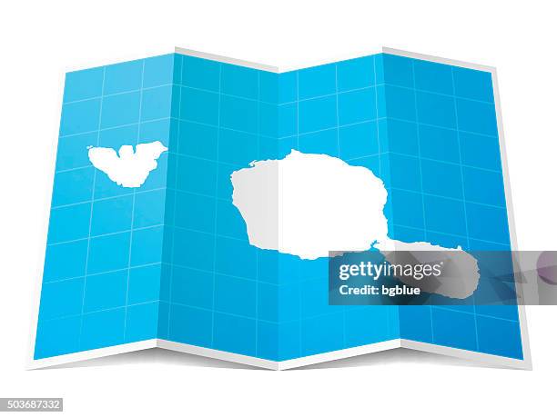 tahiti-polynesien karte gefalteten, isolierten auf weißen hintergrund - tahiti stock-grafiken, -clipart, -cartoons und -symbole