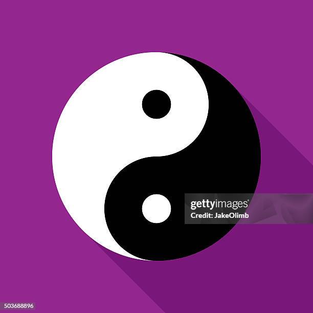 bildbanksillustrationer, clip art samt tecknat material och ikoner med yin and yang icon flat - yin och yang