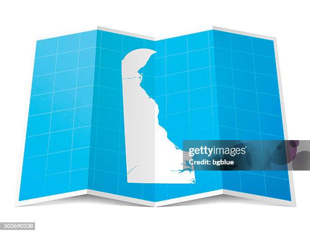 delaware map folded, isolated on white background - list of counties in delaware stock illustrations