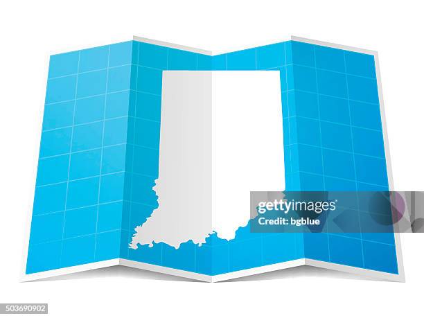 indiana map folded, isolated on white background - folded map stock illustrations