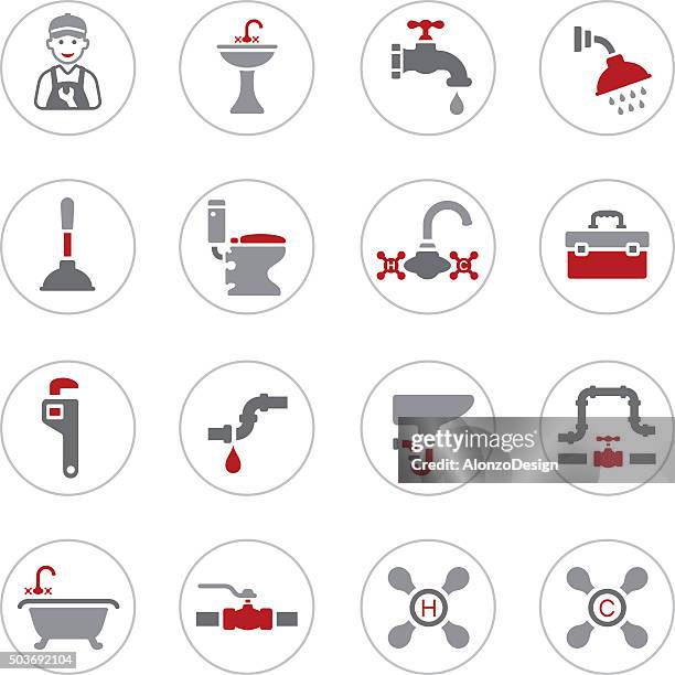 plumbing icons - sink plug stock illustrations