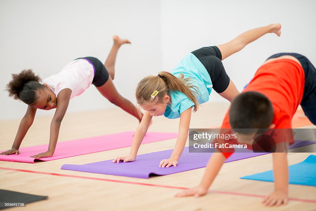 Children Doing Yoga at the Gym