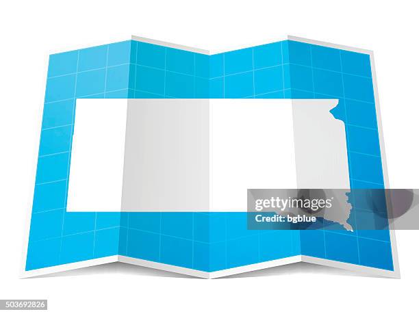 south dakota map folded, isolated on white background - sioux falls stock illustrations