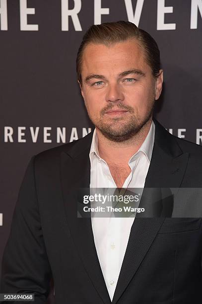 Actor Leonardo DiCaprio attends "The Revenant" New York special screening on January 6, 2016 in New York City.