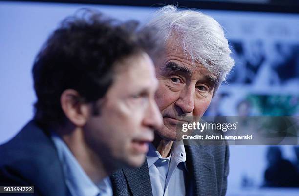 Tim Blake Nelson and Sam Waterston of "Anesthesia" attend AOL Build speaker series at AOL Studios In New York on January 6, 2016 in New York City.