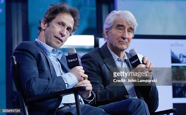 Tim Blake Nelson and Sam Waterston of "Anesthesia" attend AOL Build speaker series at AOL Studios In New York on January 6, 2016 in New York City.