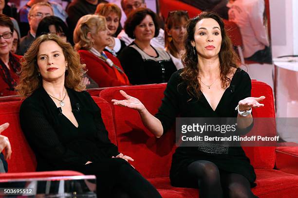 Actress Florence Darel and Autor of the Piece Isabelle Le Nouvel present the Theater Play "Le Syndrome de l'Ecossais", performed at 'Theatre des...