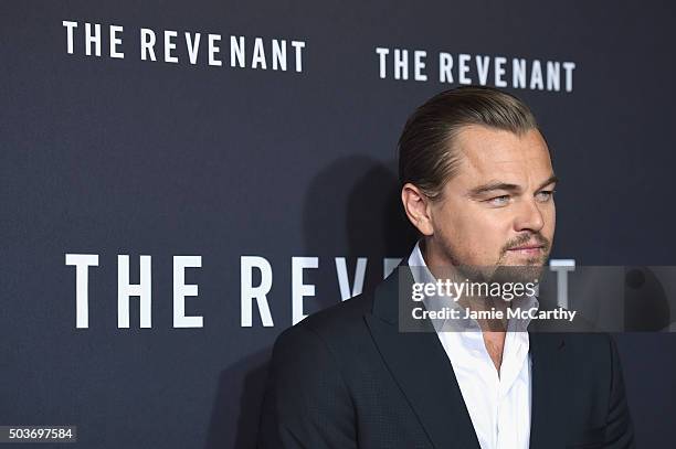 Actor Leonardo DiCaprio attends "The Revenant" New York special screening on January 6, 2016 in New York City.