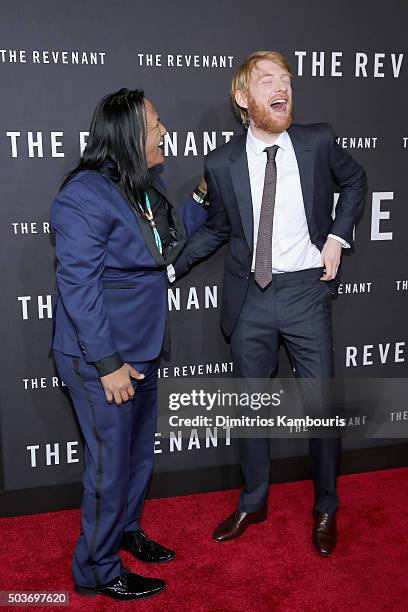 Actors Arthur RedCloud and Domhnall Gleeson attend "The Revenant" New York special screening on January 6, 2016 in New York City.