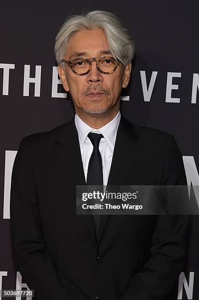 Composer Ryuichi Sakamoto attends "The Revenant" New York special screening on January 6, 2016 in New York City.