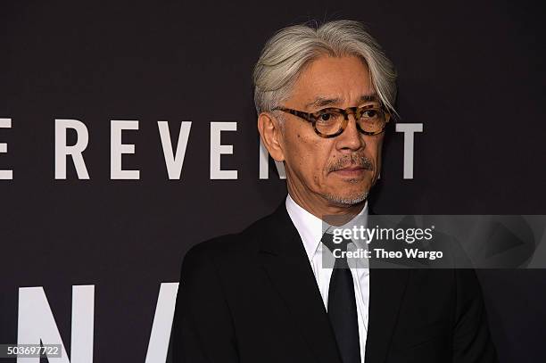 Composer Ryuichi Sakamoto attends "The Revenant" New York special screening on January 6, 2016 in New York City.