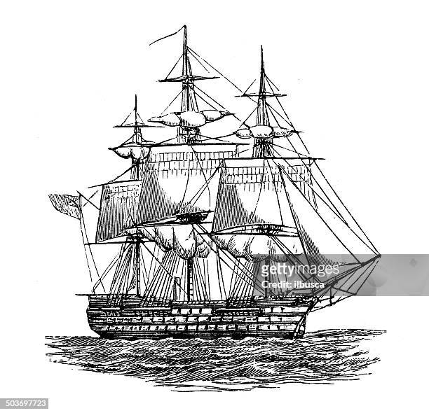 antikes illustration des schiffs: duke of wellington - industriell genutztes schiff stock-grafiken, -clipart, -cartoons und -symbole