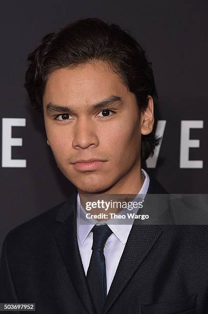 Actor Forrest Goodluck attends "The Revenant" New York special screening on January 6, 2016 in New York City.