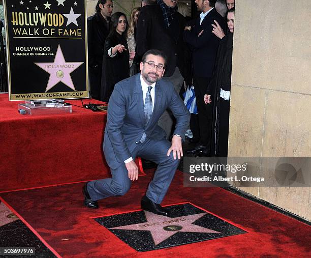 Actor Steve Carell Honored With Star On The Hollywood Walk Of Fame on January 6, 2016 in Hollywood, California.