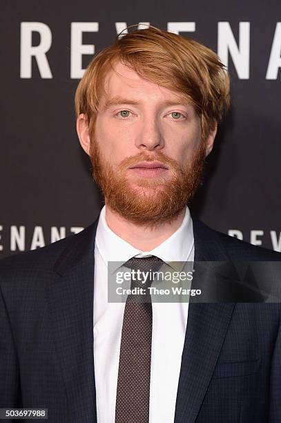 Actor Domhnall Gleeson attends "The Revenant" New York special screening on January 6, 2016 in New York City.