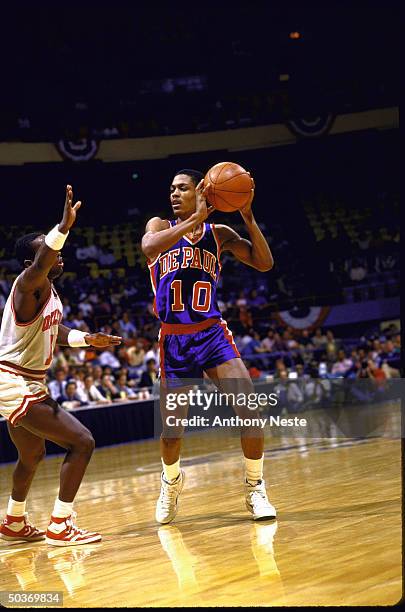 Tournament. DePaul Rod Strickland in action vs Oklahoma.