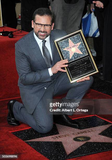 Actor Steve Carell Honored With Star On The Hollywood Walk Of Fame on January 6, 2016 in Hollywood, California.
