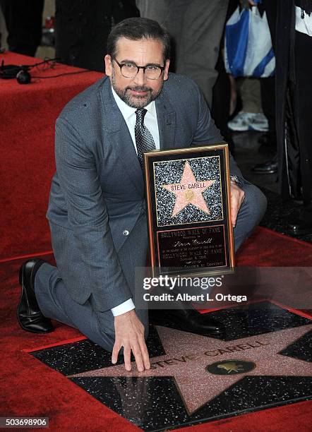 Actor Steve Carell Honored With Star On The Hollywood Walk Of Fame on January 6, 2016 in Hollywood, California.