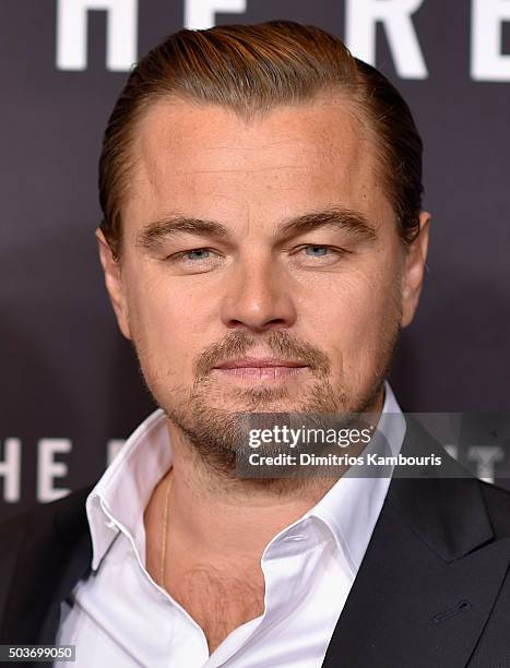 Actor Leonardo DiCaprio attends 'The Revenant' New York special screening on January 6, 2016 in New York City.