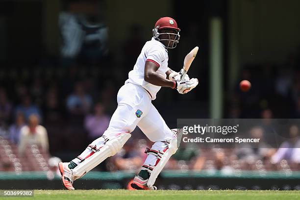 Jomel Warrican of West Indies bats during day five of the third Test match between Australia and the West Indies at Sydney Cricket Ground on January...