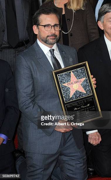 Actor Steve Carell Honored With Star On The Hollywood Walk Of Fame on January 6, 2016 in Hollywood, California.