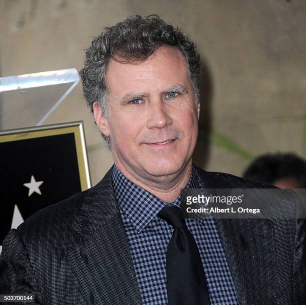 Actor Will Ferrell at Steve Carell's Star Ceremony held on the Hollywood Walk of Fame on January 6, 2016 in Hollywood, California.