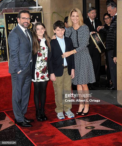 Actor Steve Carell, daughter Elisabeth Carell, son John Carell and wife Nancy Carell at Steve Carell's Star Ceremony held on the Hollywood Walk of...
