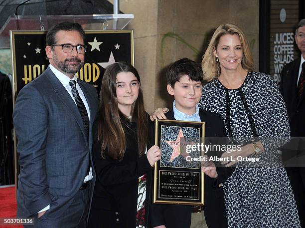 Actor Steve Carell, daughter Elisabeth Carell, son John Carell and wife Nancy Carell at Steve Carell's Star Ceremony held on the Hollywood Walk of...