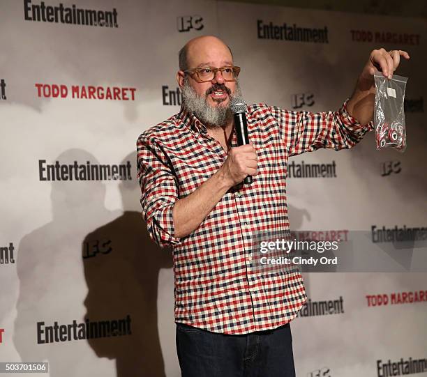 Comedian, actor David Cross from Todd Margaret speaks on stage during an Evening Of Pub Quiz Trivia hosted by Entertainment Weekly & IFC at The...