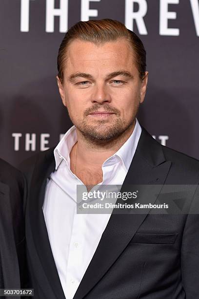 Actor Leonardo DiCaprio attends 'The Revenant' New York special screening on January 6, 2016 in New York City.