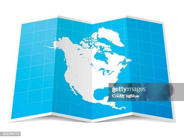 north america map folded, isolated on white background - haiti stock illustrations